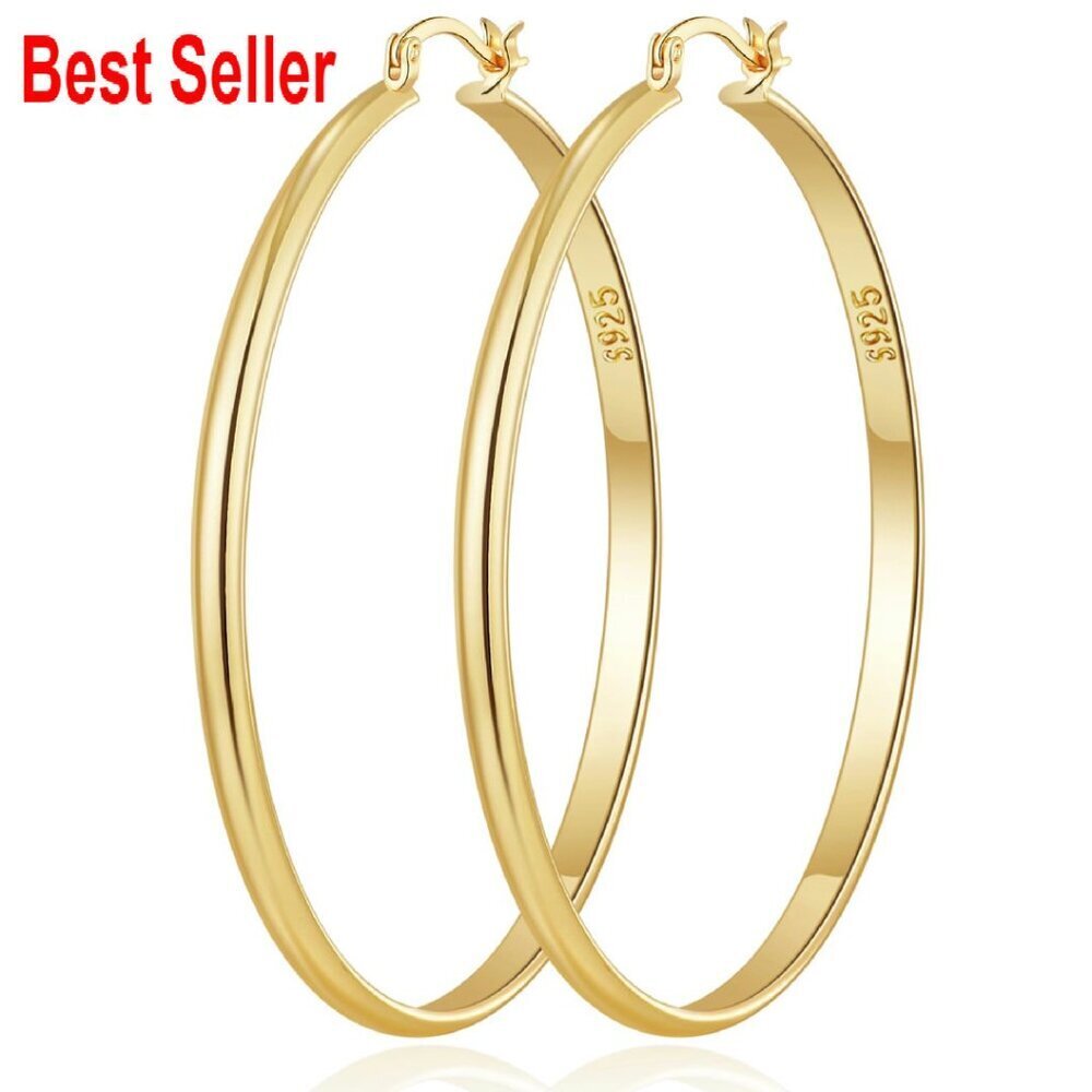 Oversized Hoop Earrings Minimal Chic Lightweight Hypoallergenic Sterling Silver
